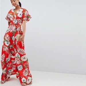 ASOS Red Floral Maxi Dress